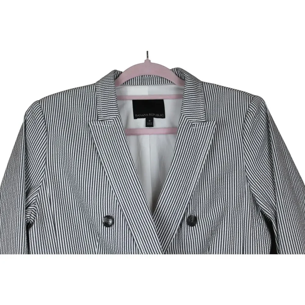 NWT Banana Republic Avery Gray Pinstripe Seersucker Texture Lightweight Suit